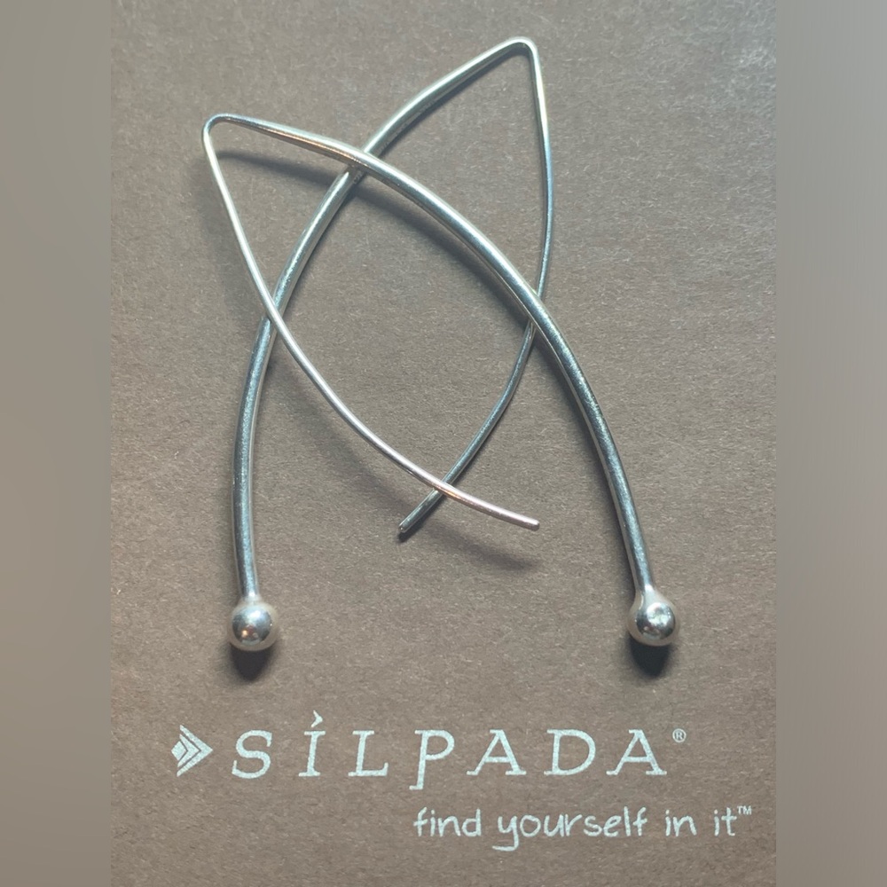 Silpada Vintage Sterling BALANCING ACT Ball Threader Earrings